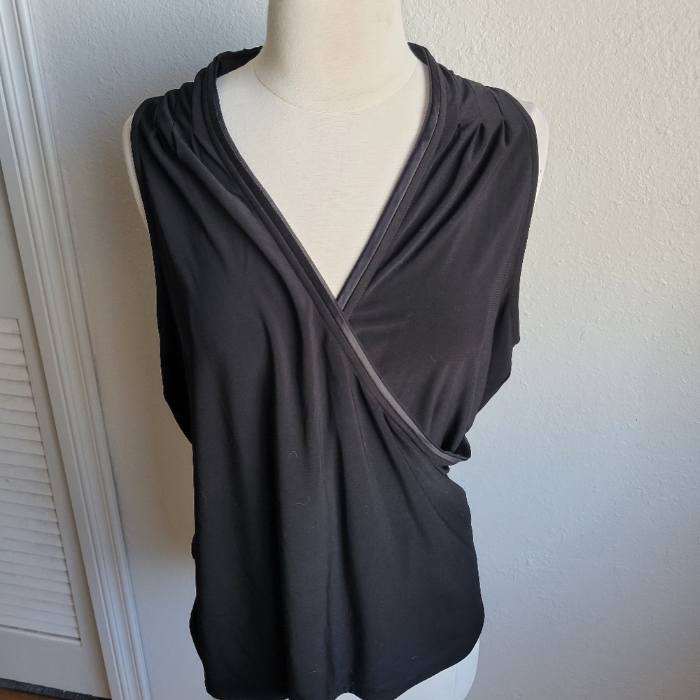 WHBM Black Wrap Front Blouse New